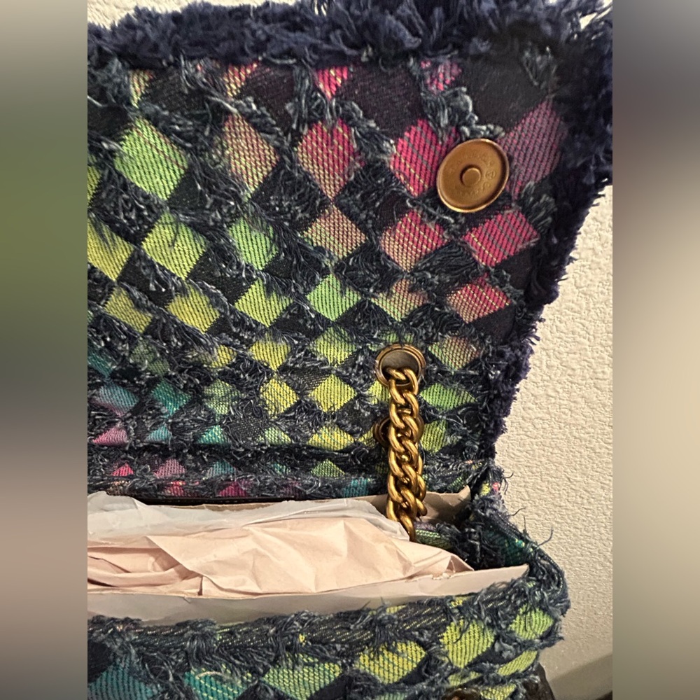 Kurt Geiger Multicolor Tweed Shoulder Bag with Gold Chain - NEW - Picture 5 of 8